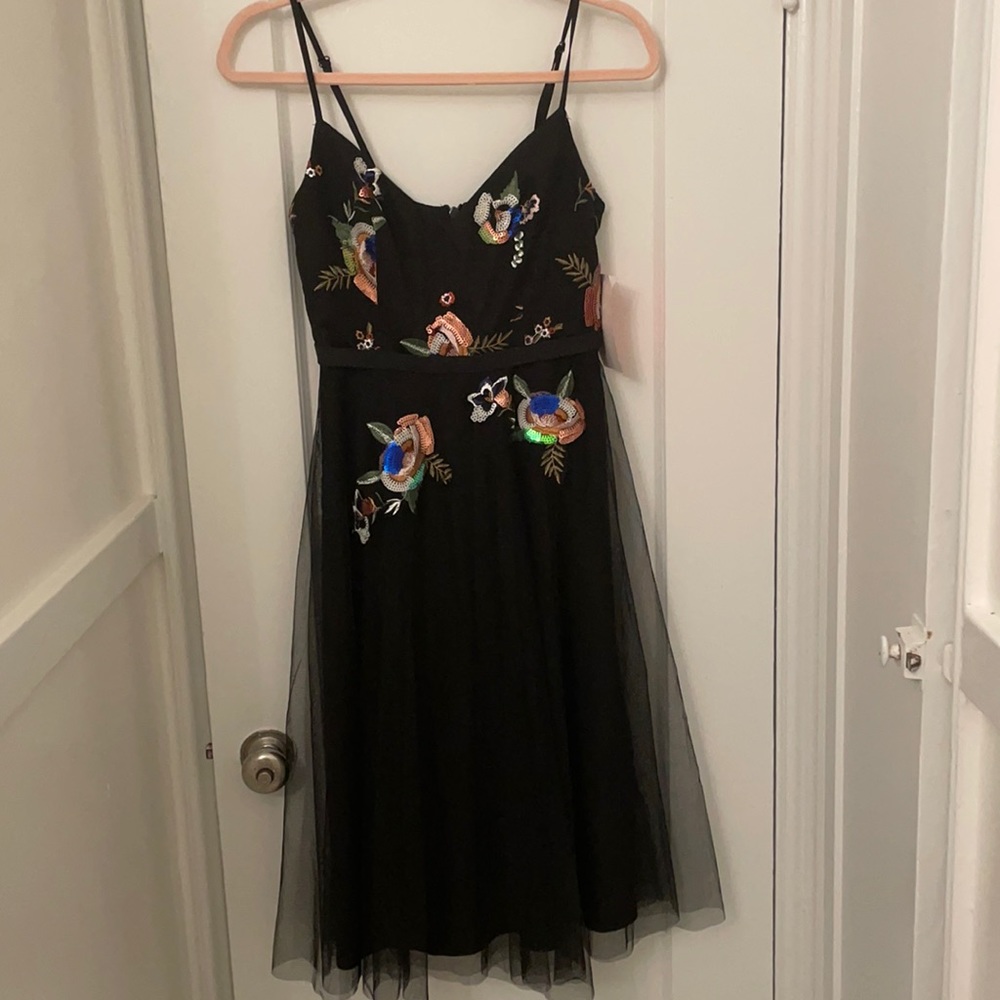 Sequin and tulle midi dress